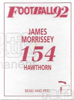 1992 Select AFL Stickers #154 James Morrissey Back